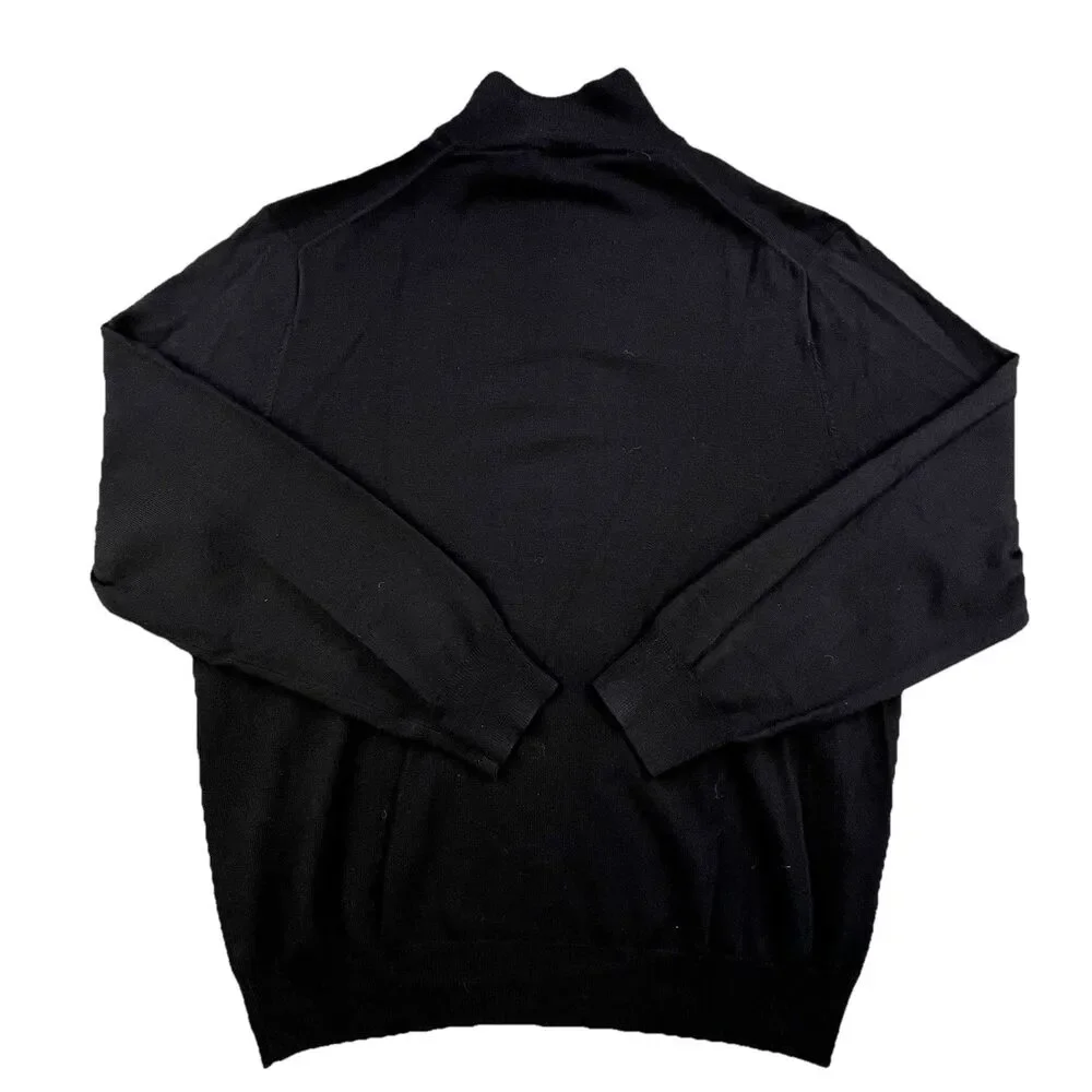 Jos A Bank Signature Collection Merino Wool 1/4 Zip Sweater Men's Large Black